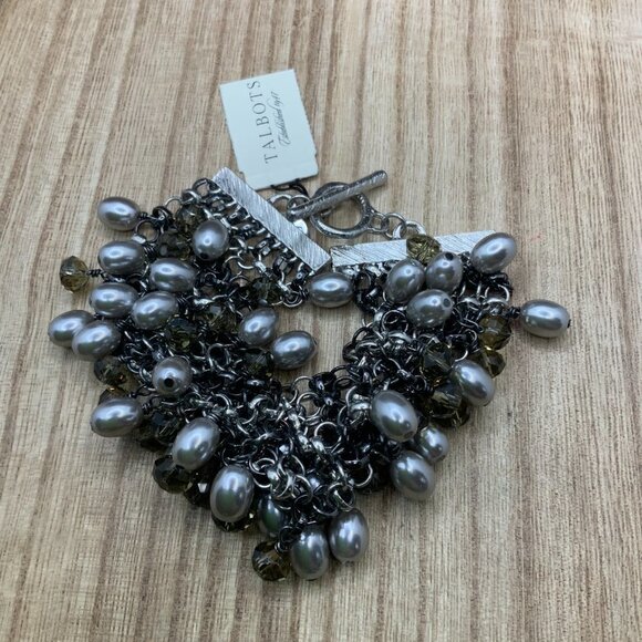 TALBOTS NWT PEARL BEAD CLUSTER MULTI-STRAND BRACELET - Picture 3 of 7